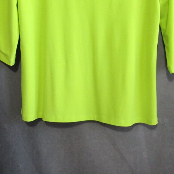 Clara Sun Woo Neon Yellow Top Size M Stretch Knit Cutout 3/4 Sleeve Pullover - Picture 3 of 8